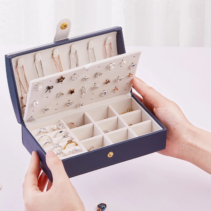 Custom PU Portable Travel Jewelry Organizer Storage Box 7