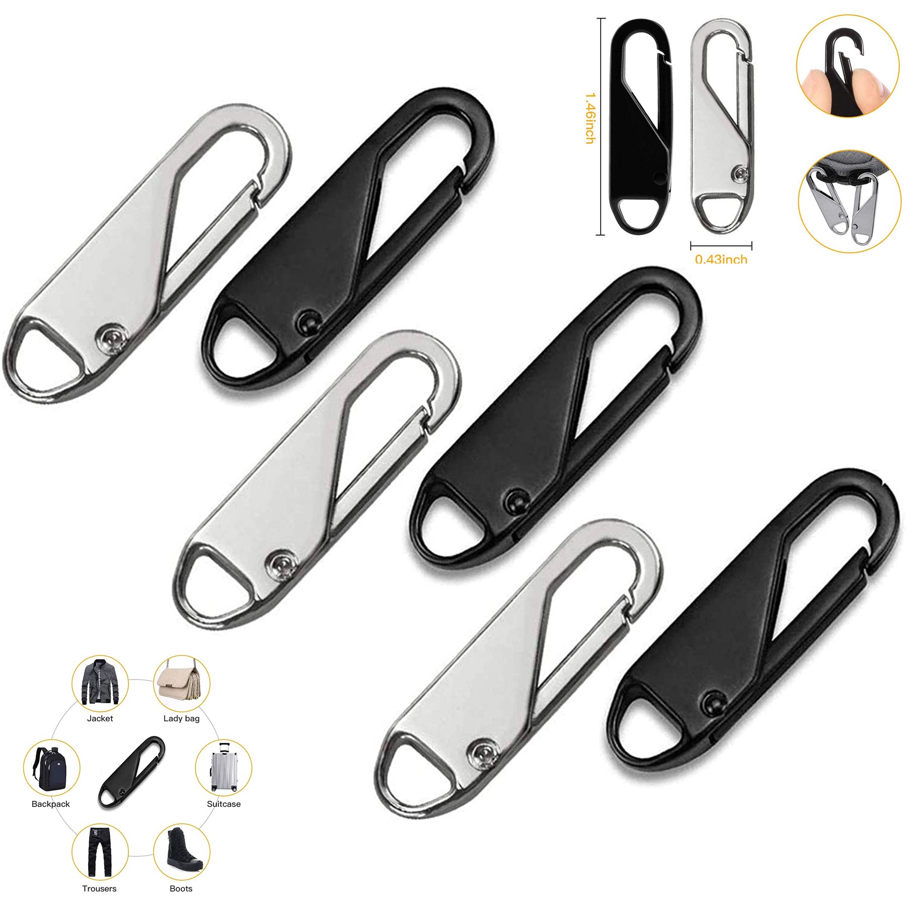 Zipper Pull Replacement Metal Zipper 1