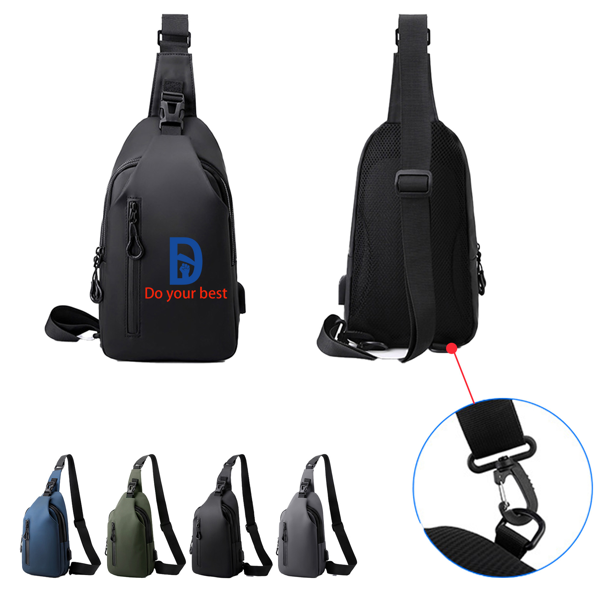 Waterproof Crossbody Hiking Bag with Leather Cover 2