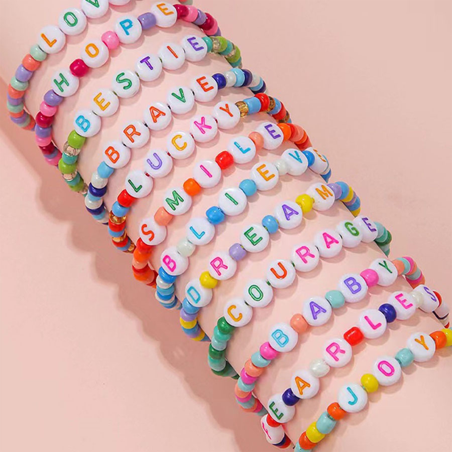 Box Set Beaded Bracelets With Letter Beads 4