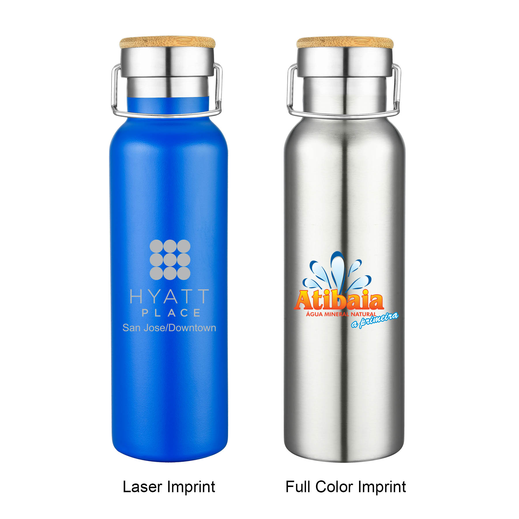 20 oz. Double Wall Stainless Steel Vacuum Water Bottle w/Bamboo Lid, custom water bottle with logo imprint 11