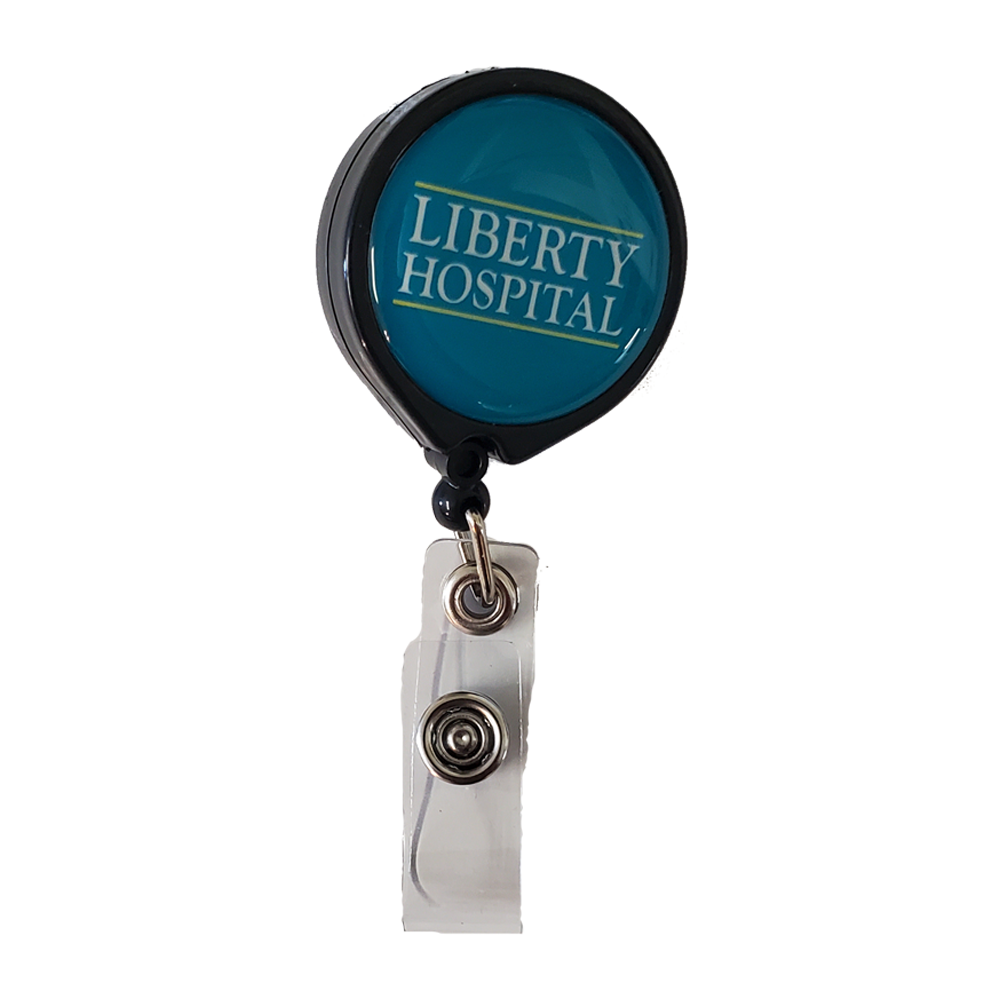 Pull Reel / Badge Reel with Belt Clip and 1-3/16" diameter round imprint 2