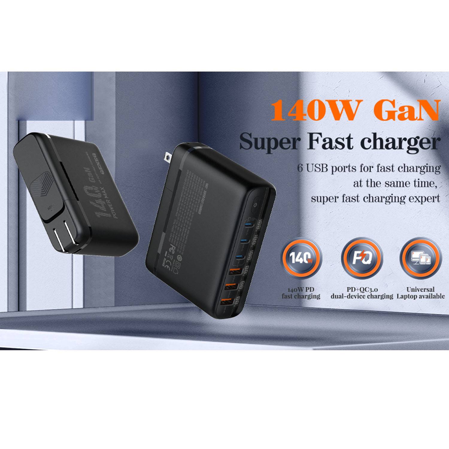 140w Gallium Nitride Multi-Port Super Fast Charger 9