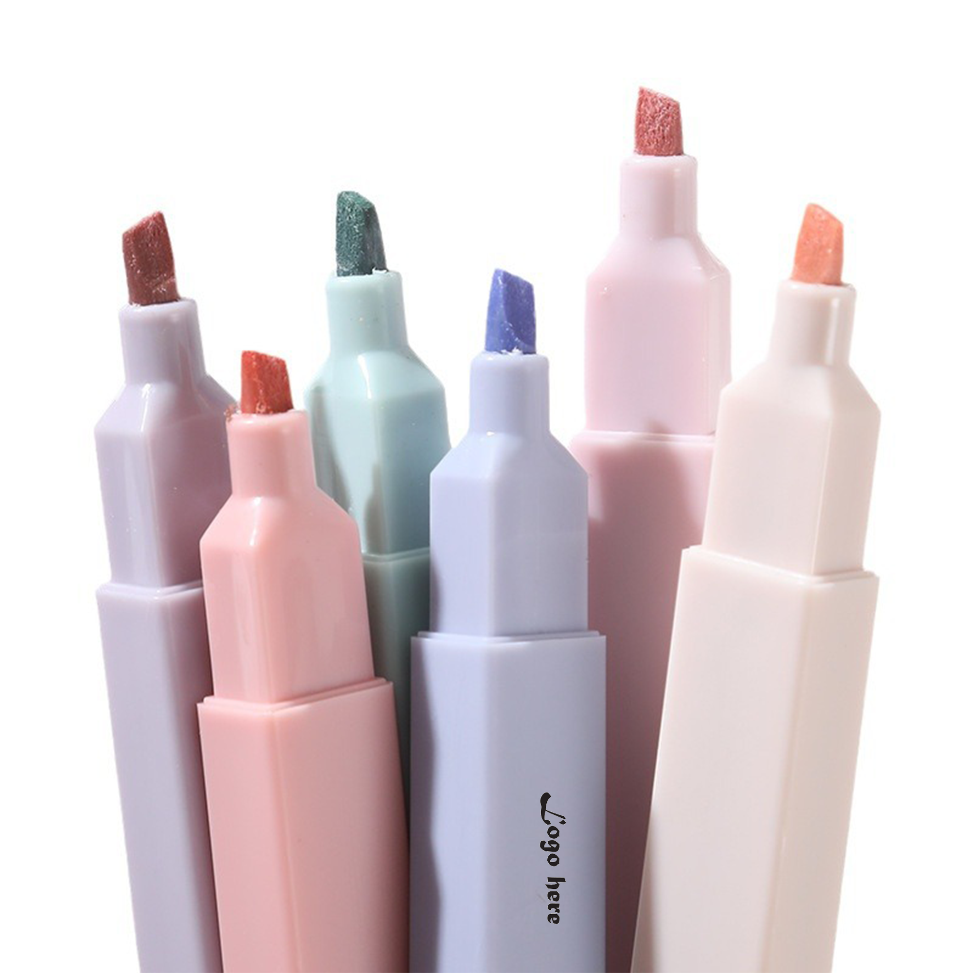 6-Pack Morandi Color Soft-Tip Highlighter Notebook Pen 1