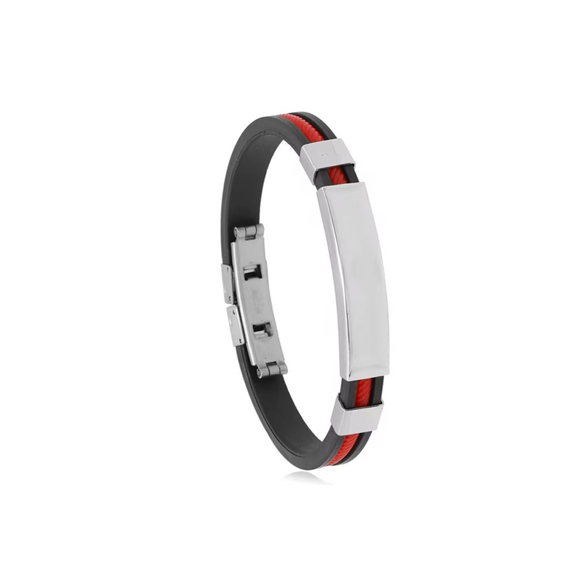 Titanium Silicone Bracelet 9.1" x 0.55" Adjustable 4