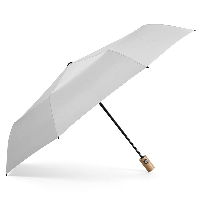 Folding Reverse Automatic Umbrella with Wooden Handle 4