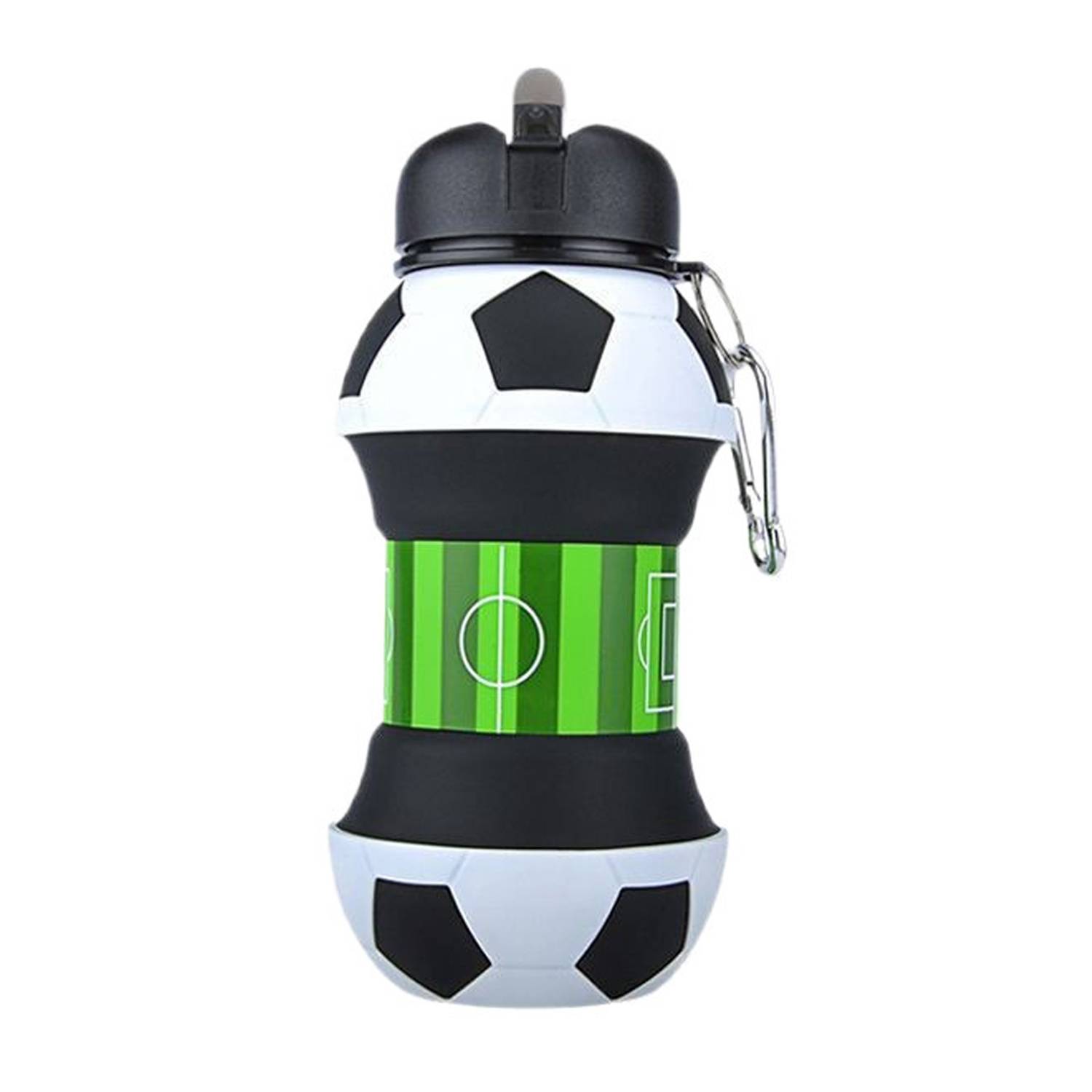 20oz Collapsible Silicone Soccer Water Bottle w/ Carabiner 3