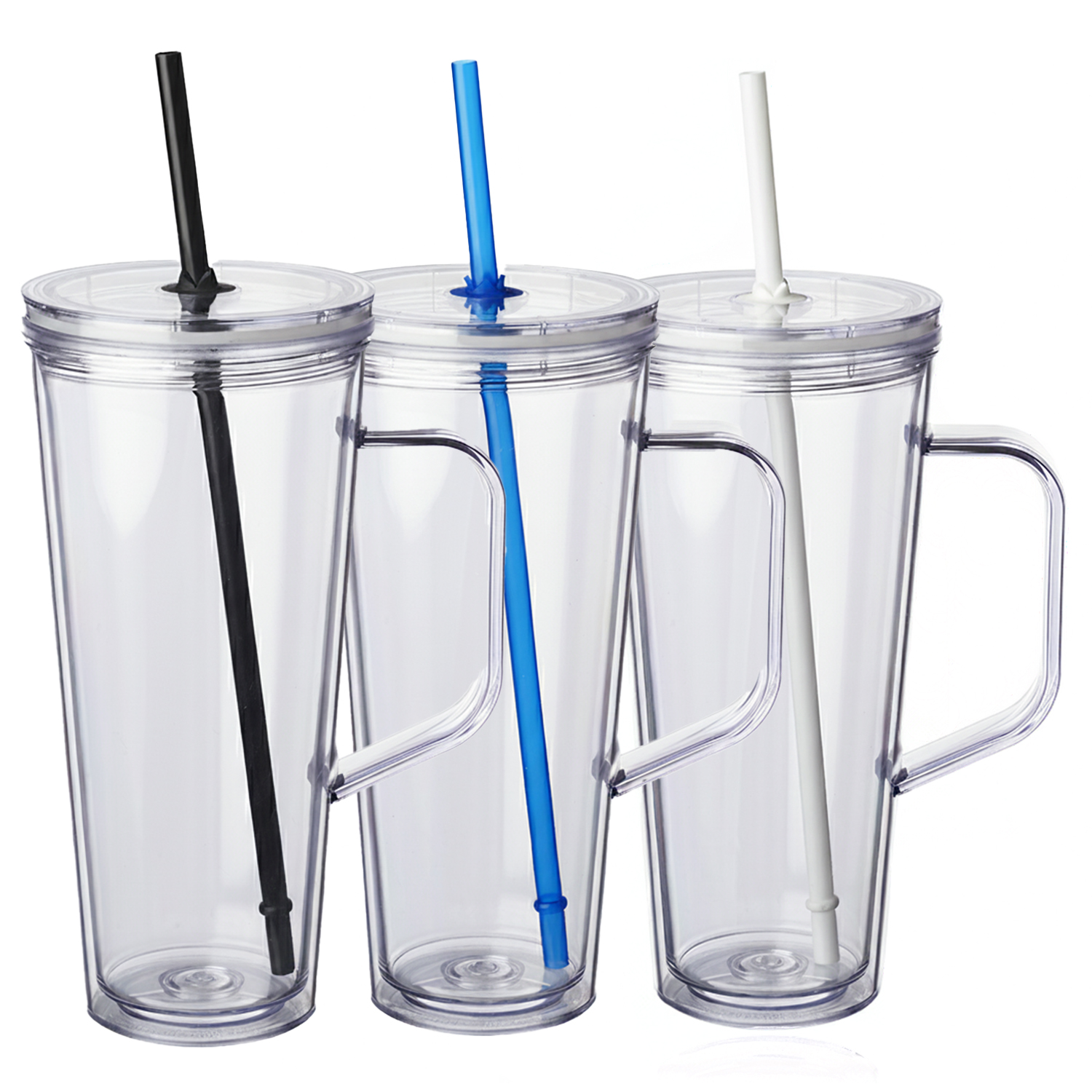 Double Wall Plastic Tumbler with Straw, 24 oz. 11