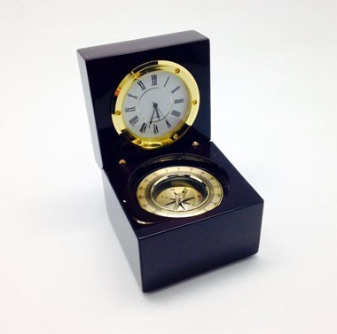 Captains Box II - Compass/Clock in Piano Finish Box 1