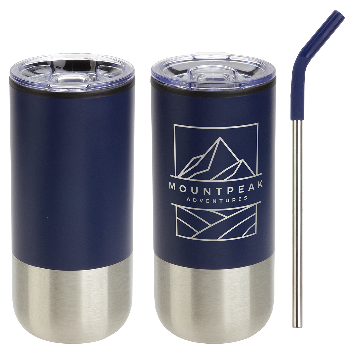 Oxford 16 oz Stainless Steel/Polypropylene Tumbler with Straw 27