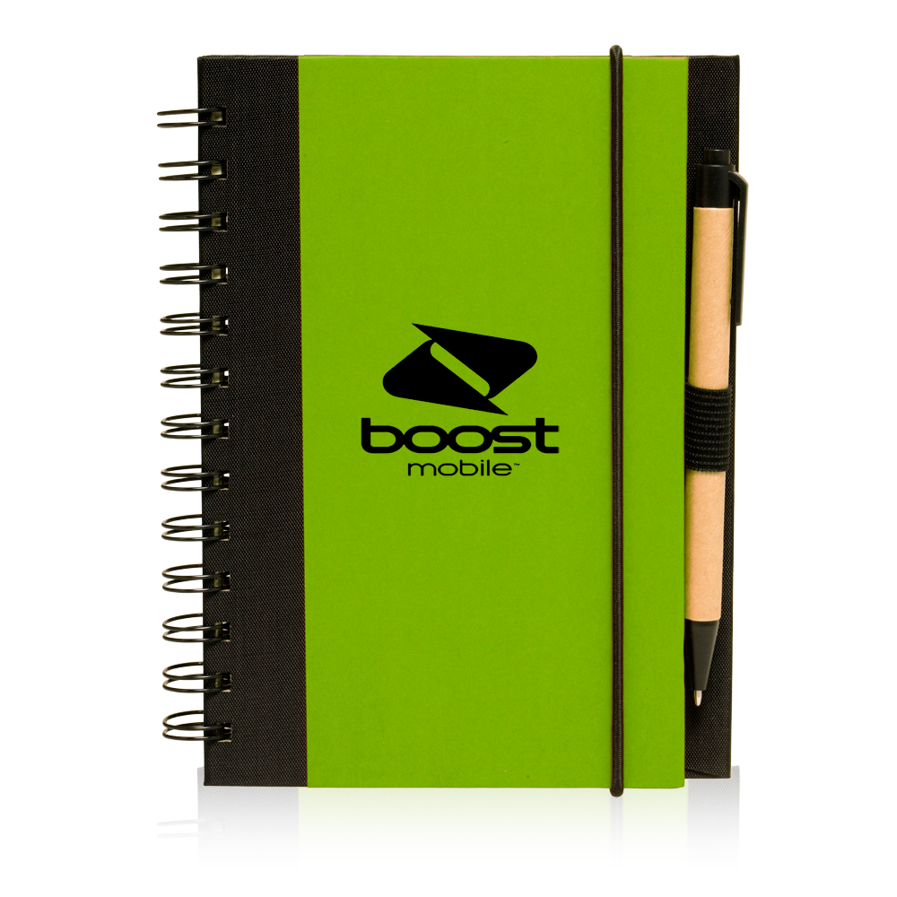 Eco Friendly Spiral Notebook with Pen - 5" W x 7" H 11