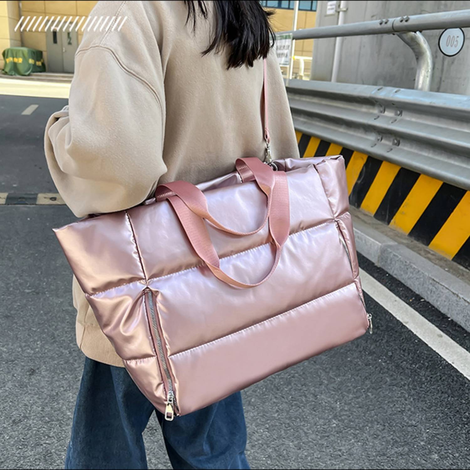Women Large Quilted Puffer Tote Bag 4