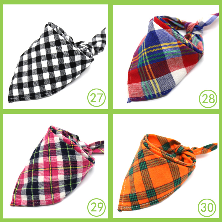 Dog Bandana Plaid Reversible Triangle Bibs Scarf 3