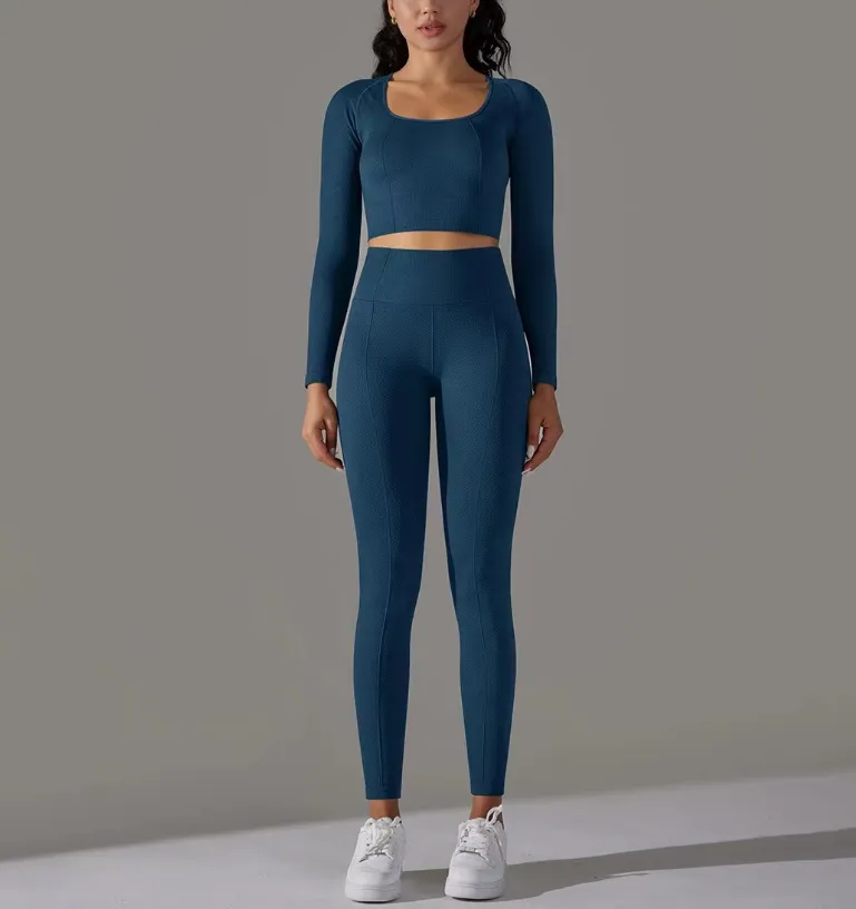 Fitness Yoga Long Sleeve High Waist Suit 4