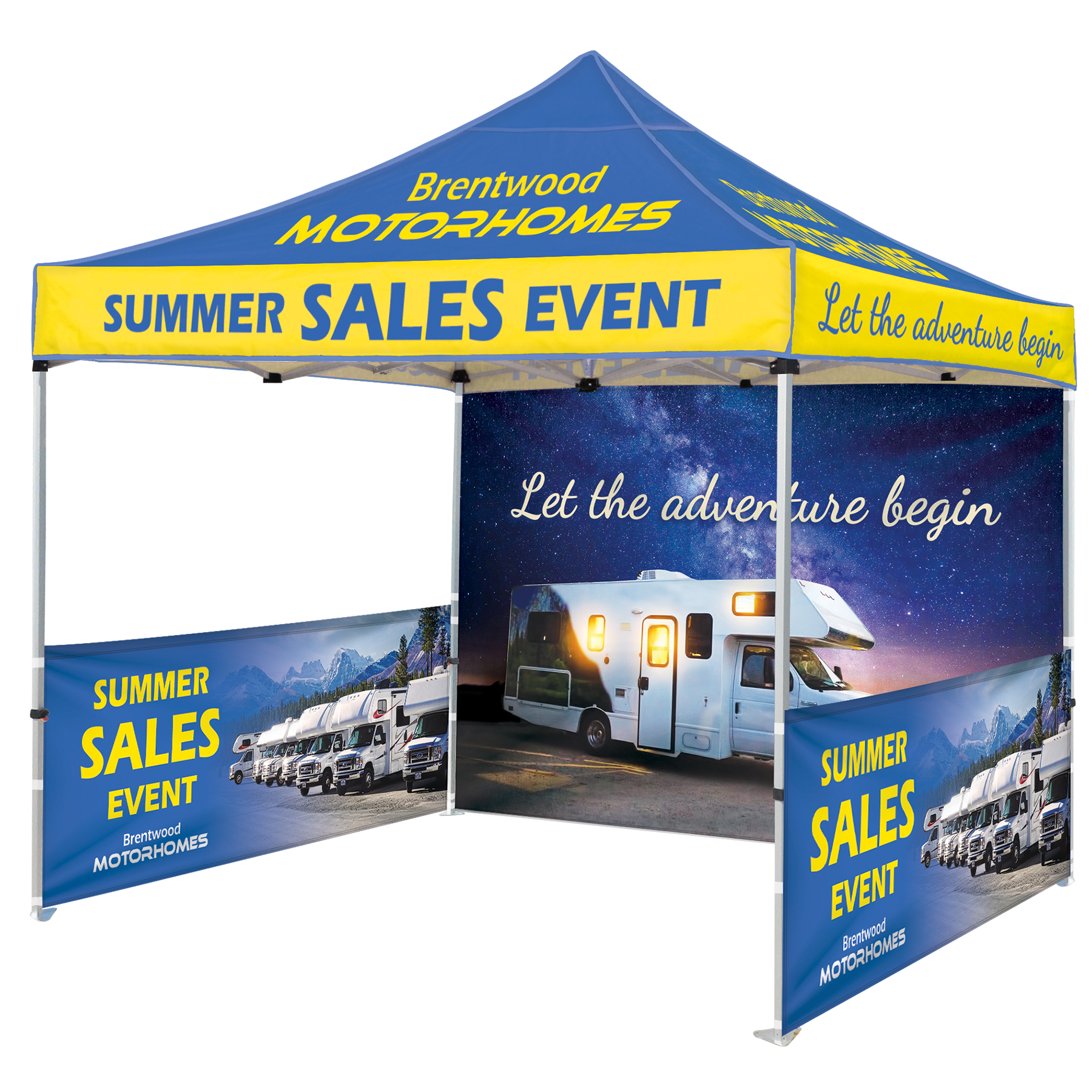 10' Heavy Duty Tent With One Full Double Sided Wall and Two Double Sided Half Walls 19
