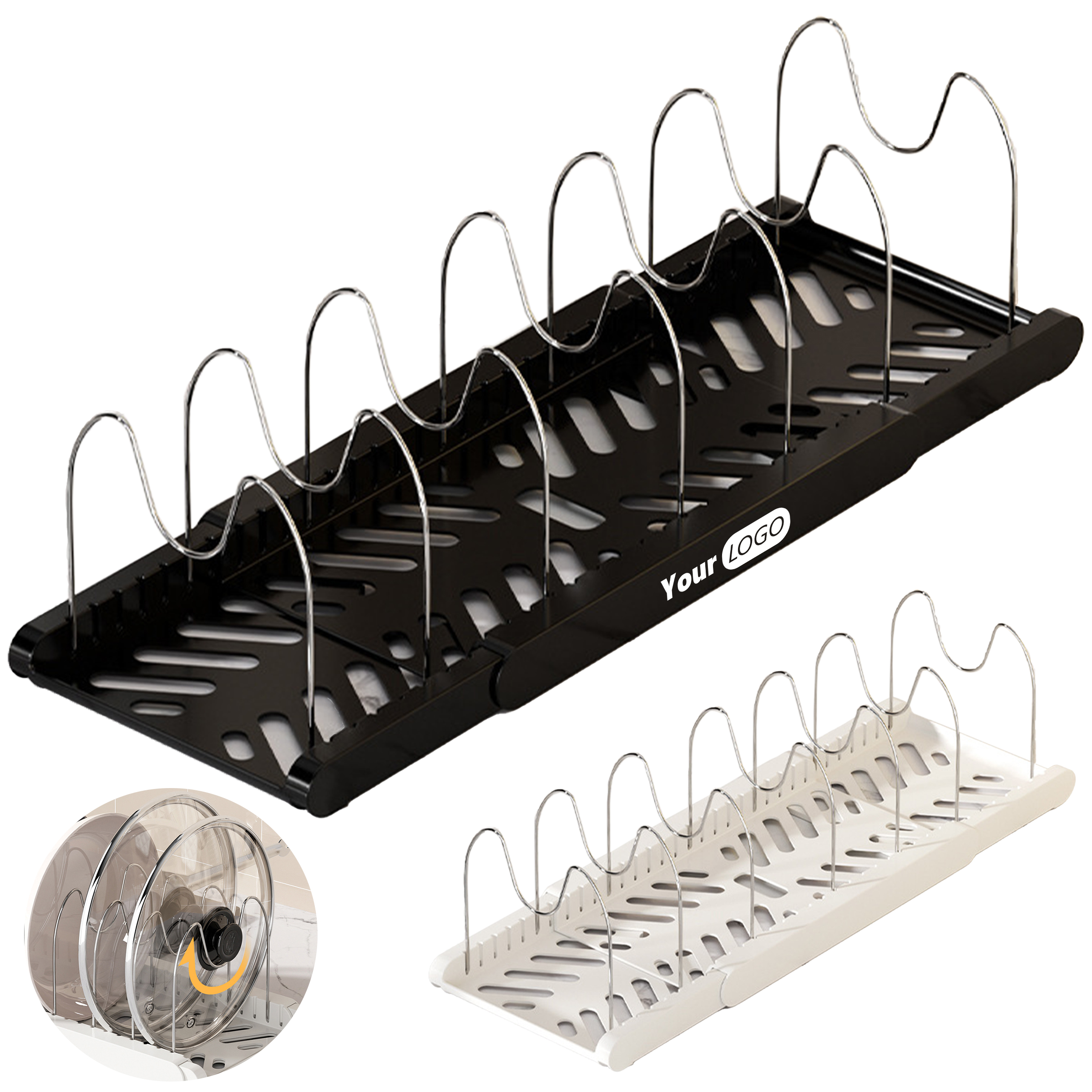 Stainless Steel Scalable Cabinet Pot Rack 4