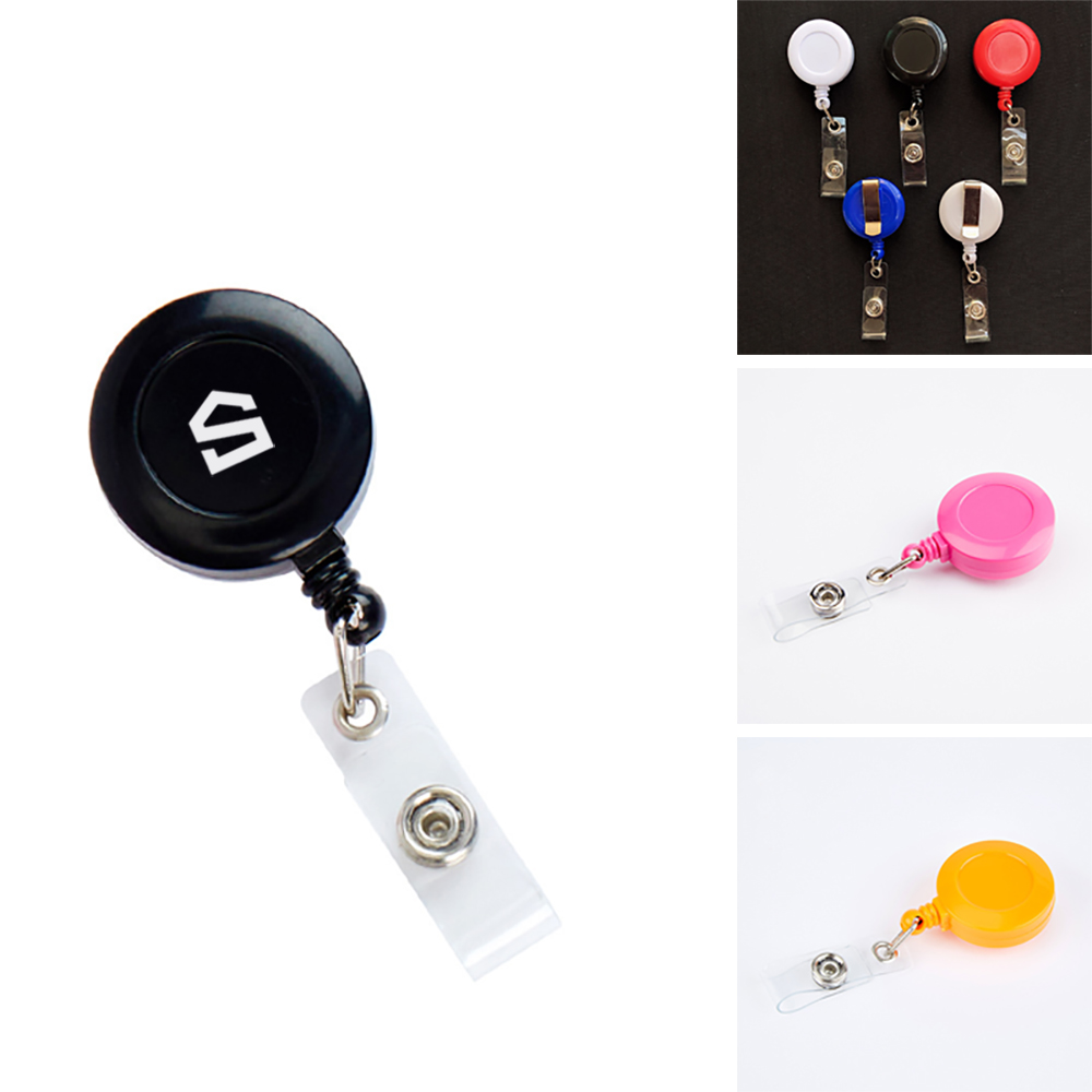 Round Retractable Badge Holder w/ Metal Clip Back 2