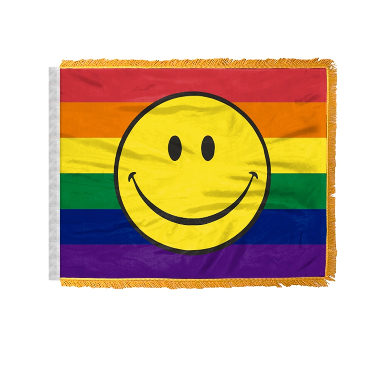 4" x 6"  1 ply wPoly Rainbow with smiley face Pride Antenna 1