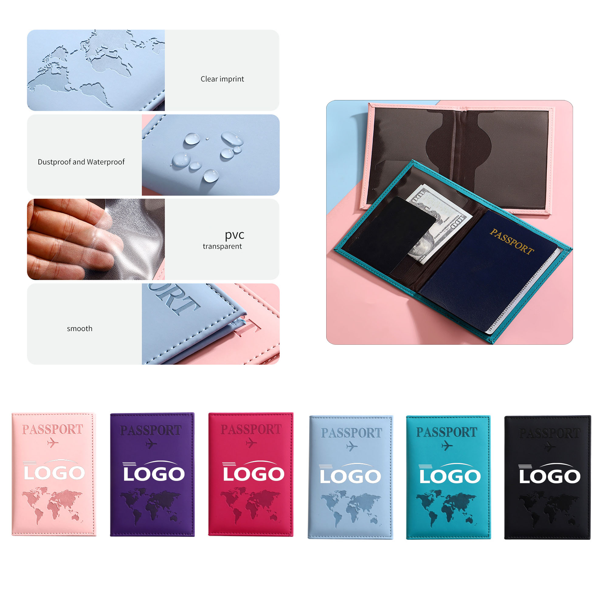 MOQ100 PU Passport Protection Case 3