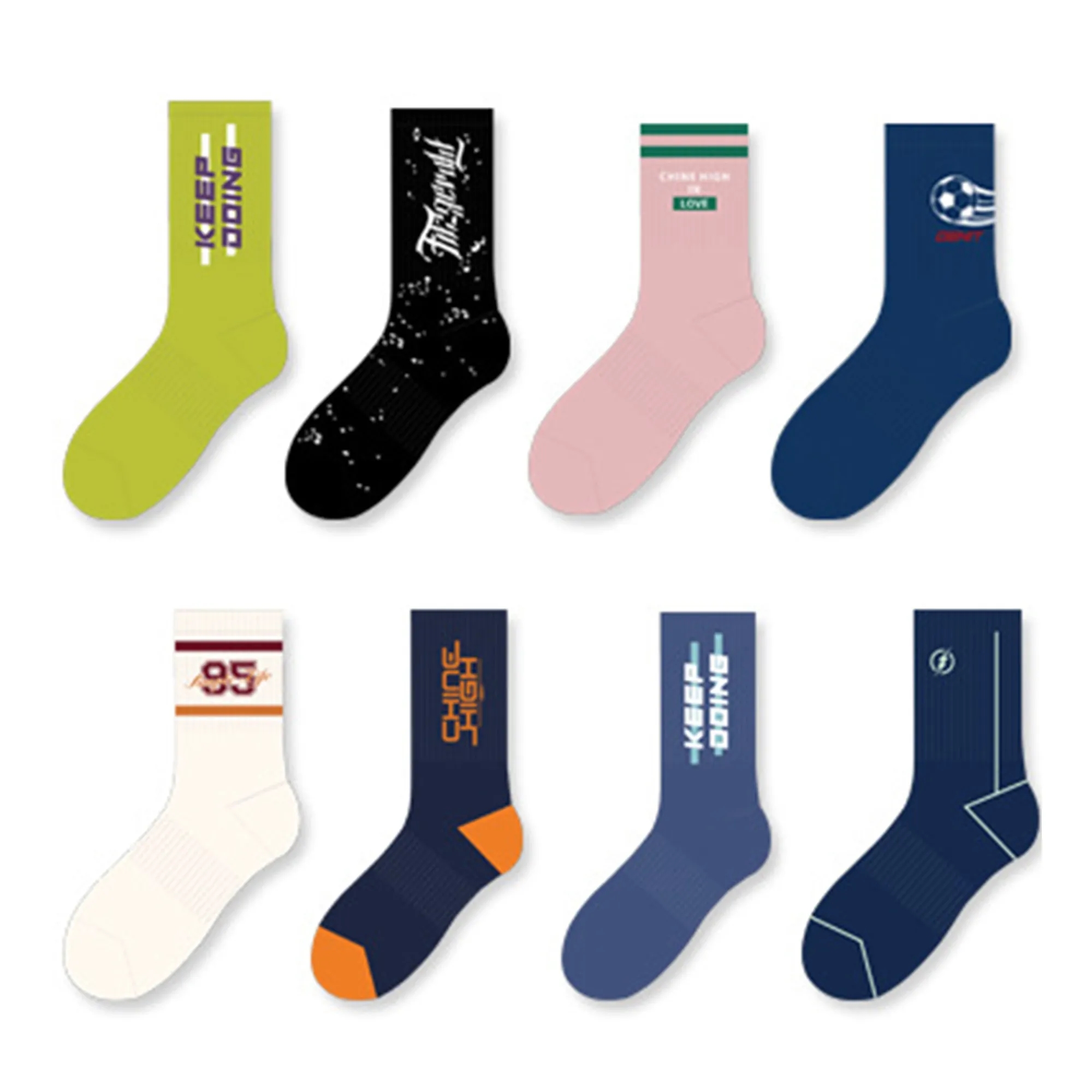 Jacquard Pure Cotton Crew Socks 2