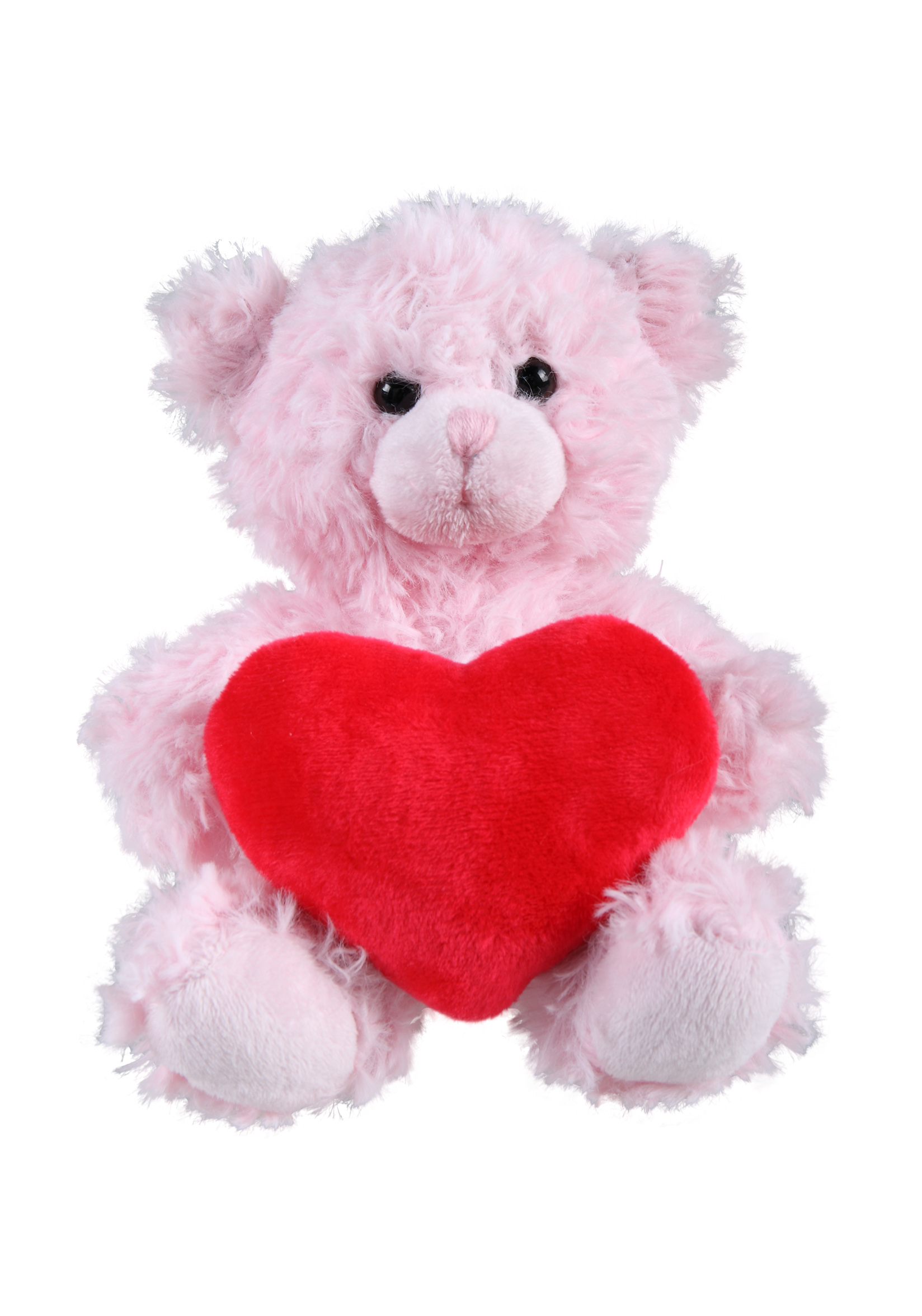 soft plush  Pink Curly Sitting Bear with heart