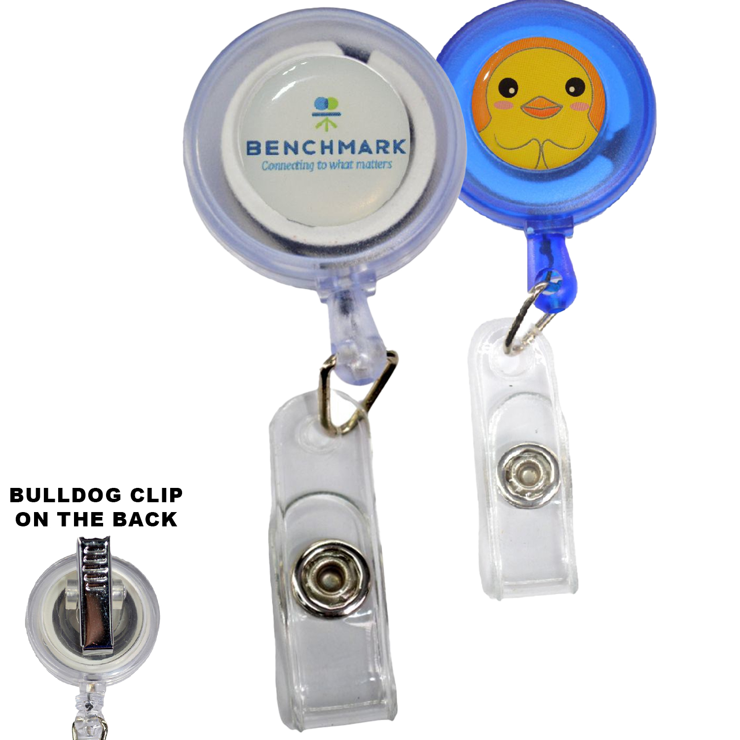 Round Transparent Badge Reel Holder w/ Bulldog Clip 3