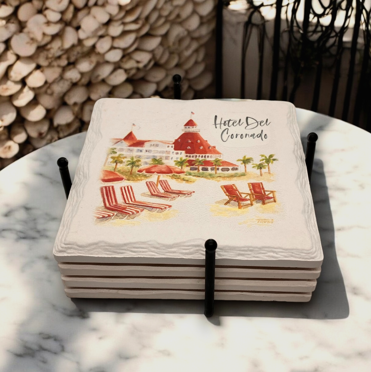 Heavy Duty 4 Ball Post Metal 4 Coaster Holder Sets 2