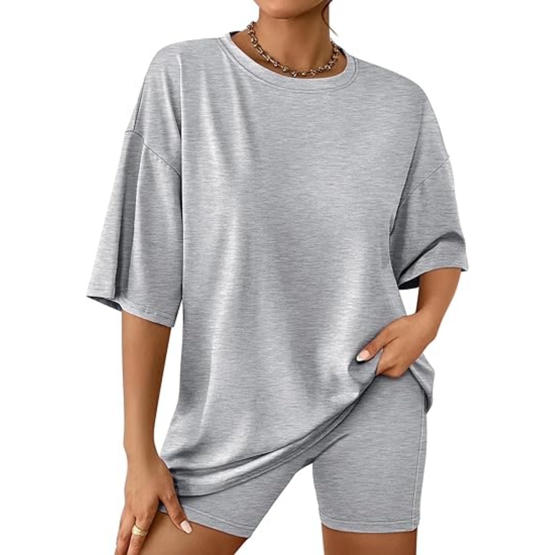 Womens Summer Oversized Tshirts Biker Shorts 13