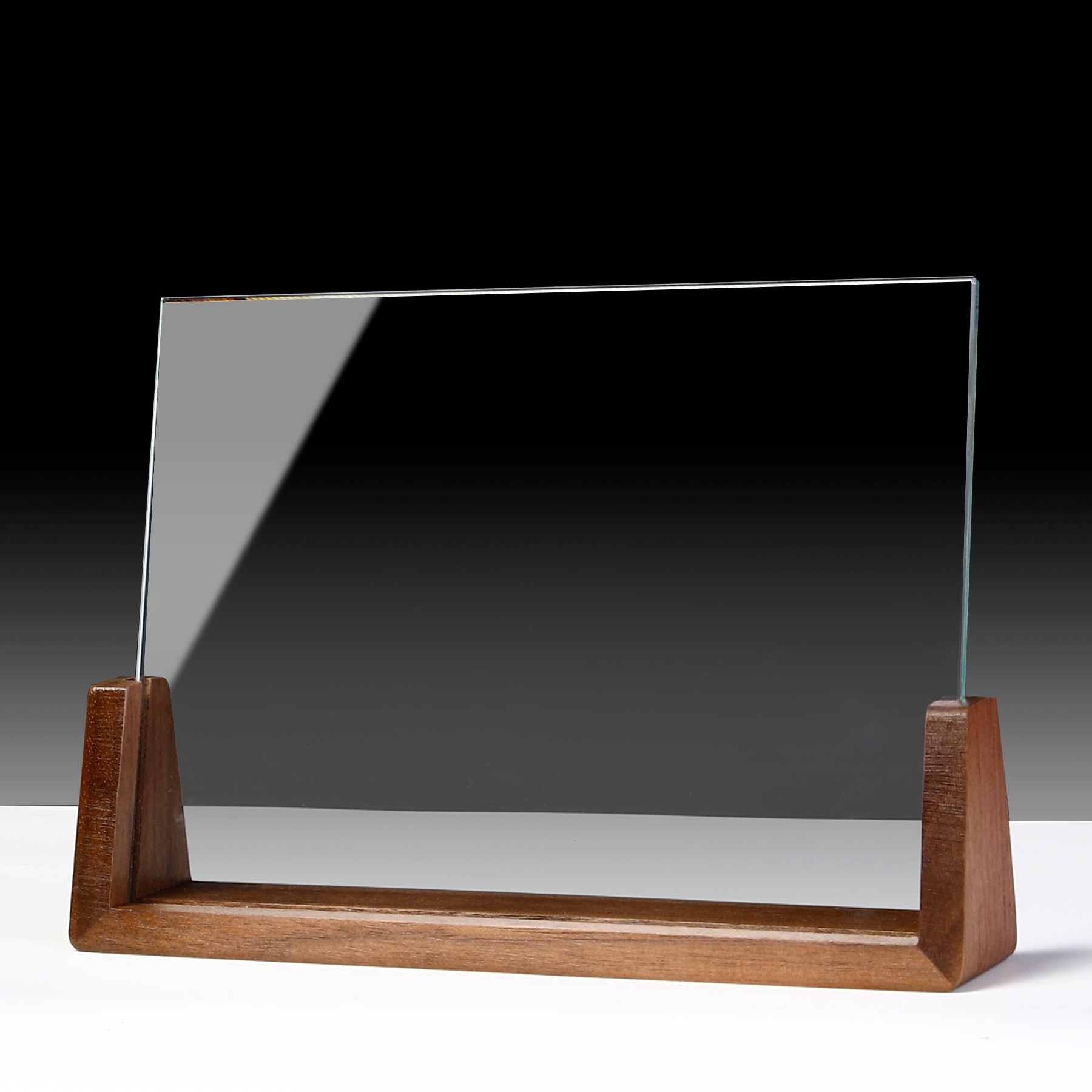 Custom Mirror Award Plaque With Wood Base 2