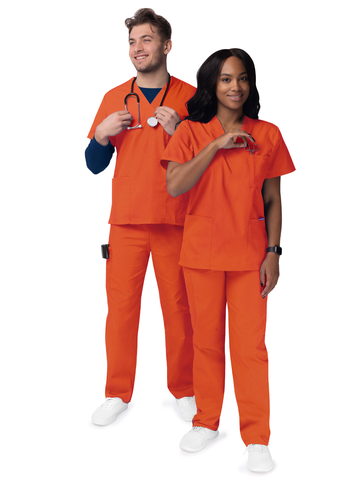 Adar - Sivvan - Unisex V-Neck Top Drawstring Pant Scrub Set 32