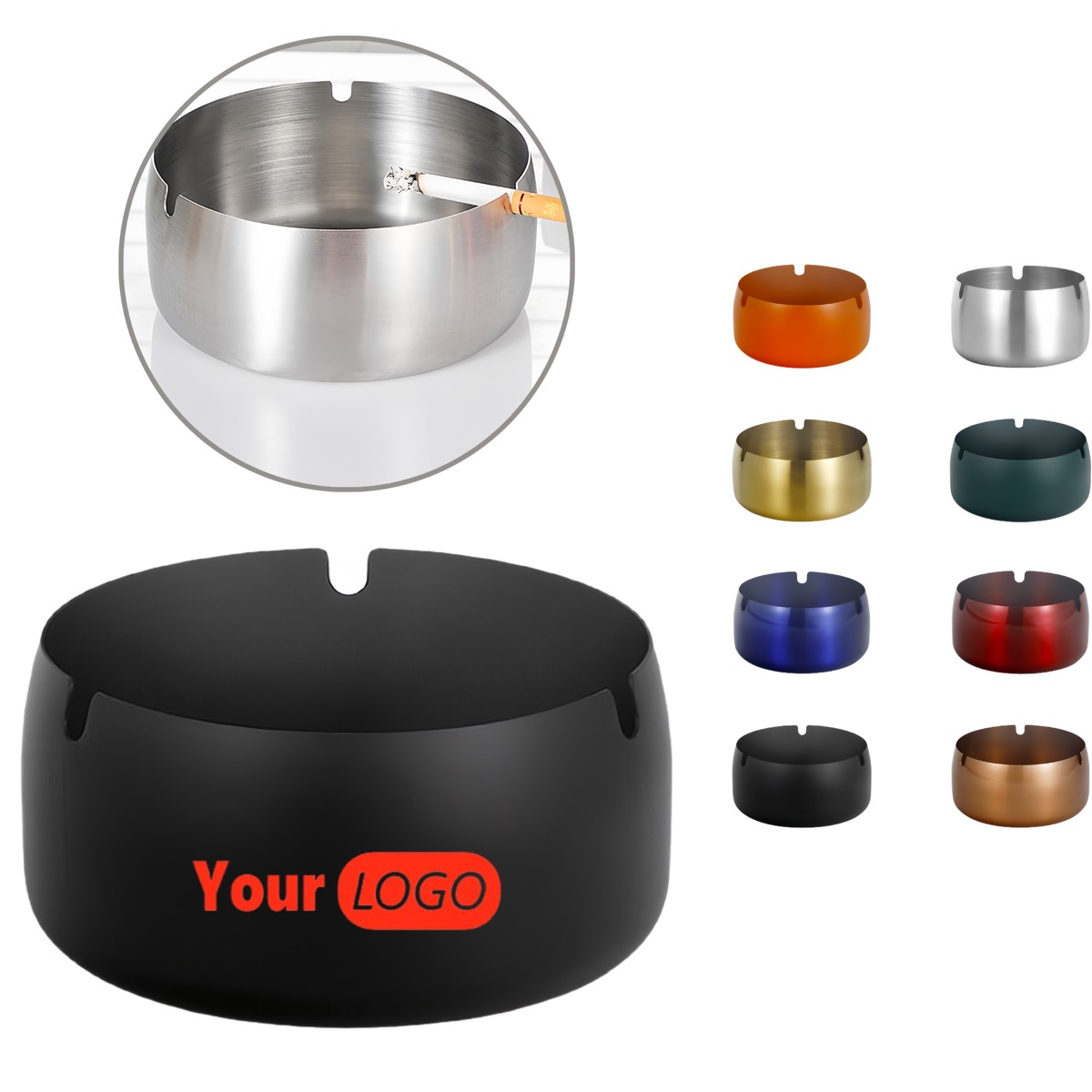 Stainless Steel Thickened Windproof Ashtray 4