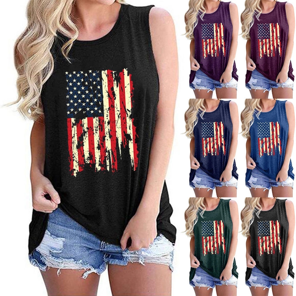 American Flag Tank Tops Women 4th of July Patriotic Shirt 2