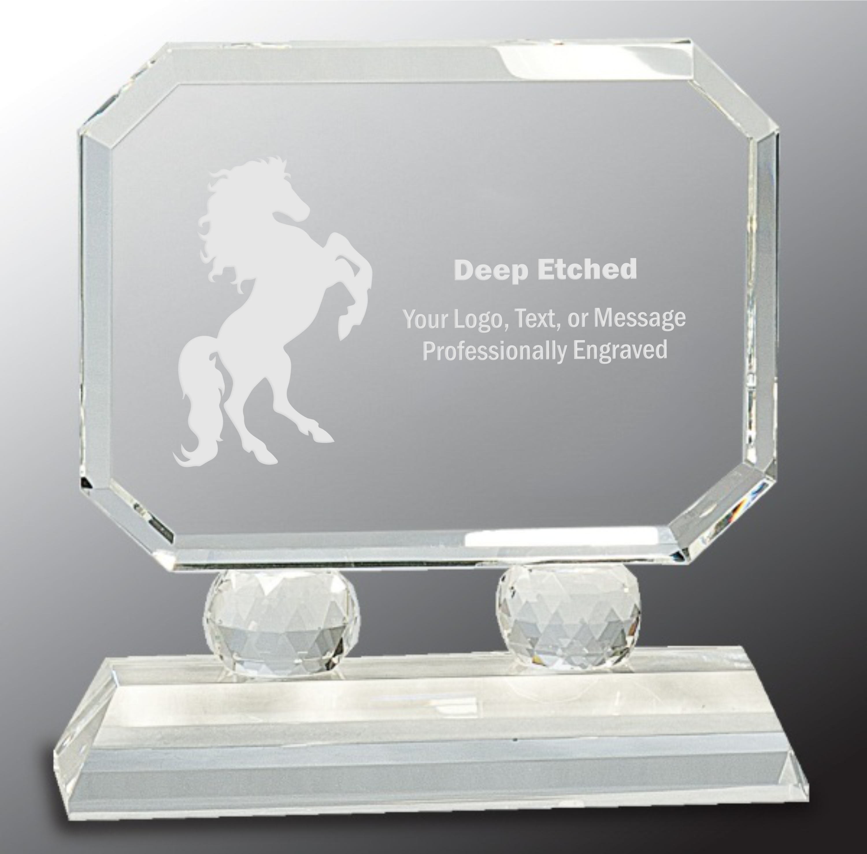6" Rectangle Crystal Award on Clear Pedestal Base