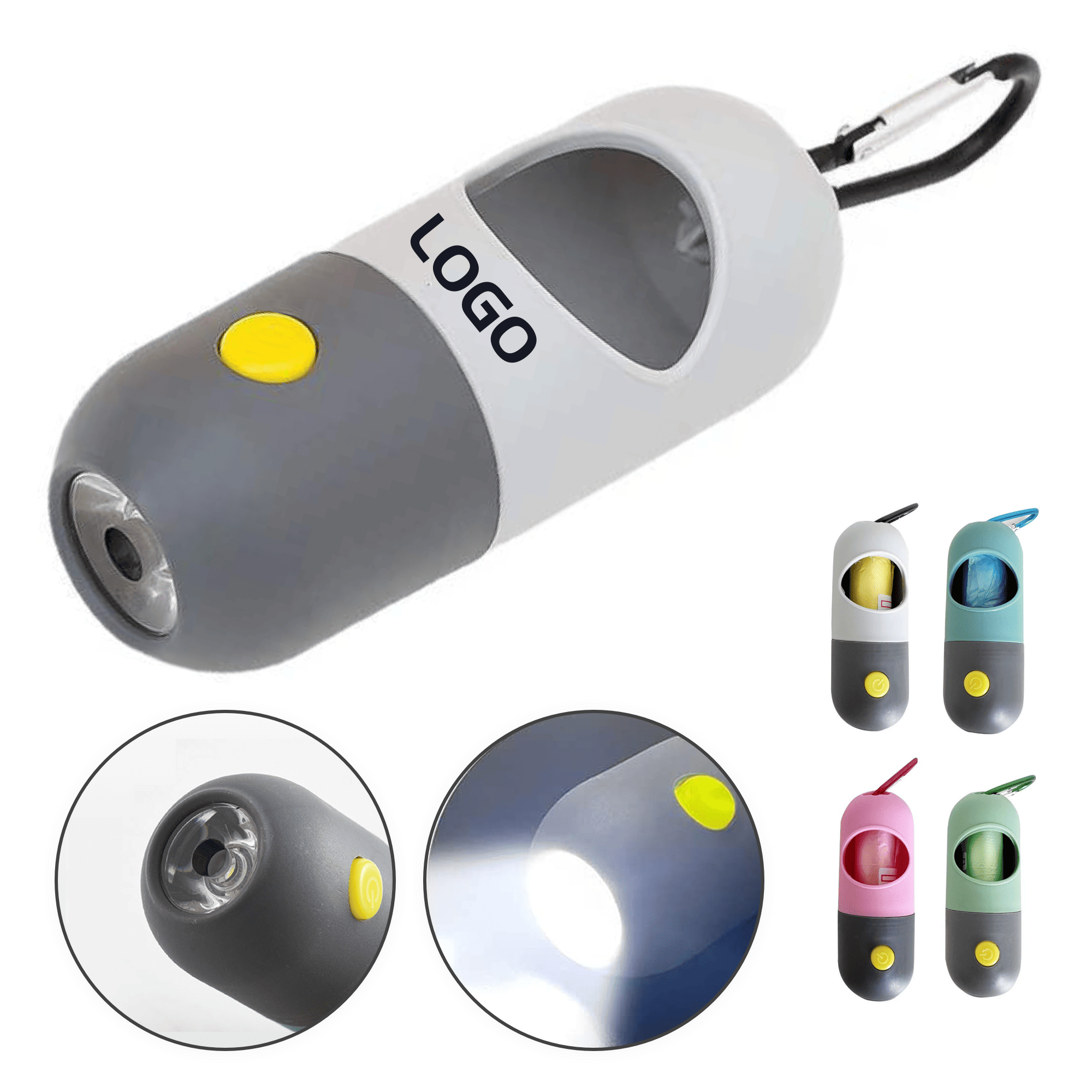 Custom Logo Dual-Function LED Flashlight Poop Bag Holder 2