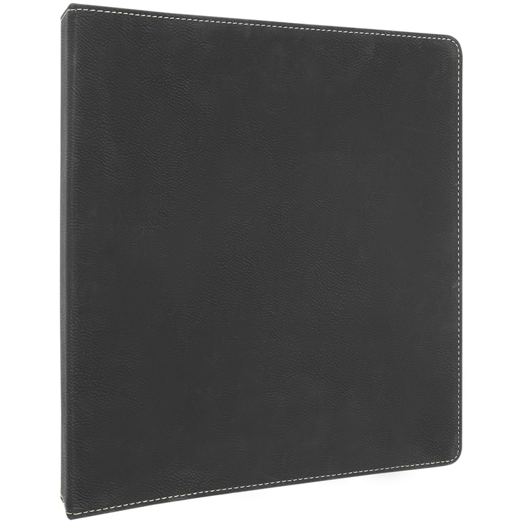 10 1/2"x11 1/2" Black/Gold Leatherette 3 Ring Binder w/1" Slant Rings 2