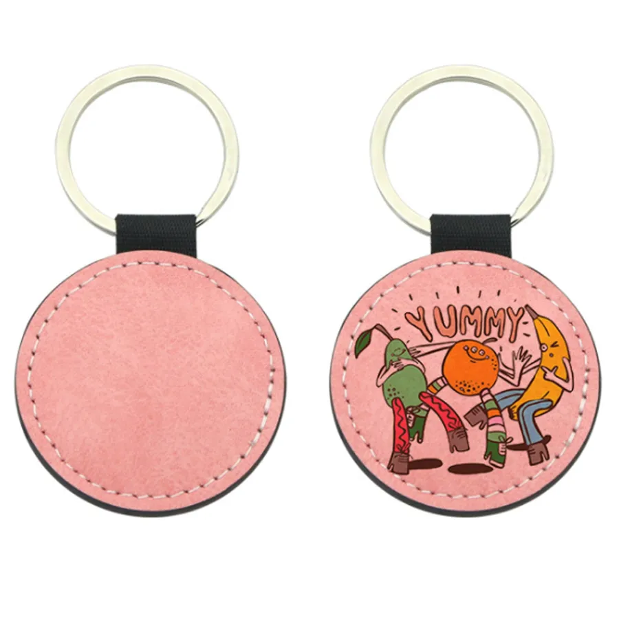 Full-Color Circle Leather Keychain 7