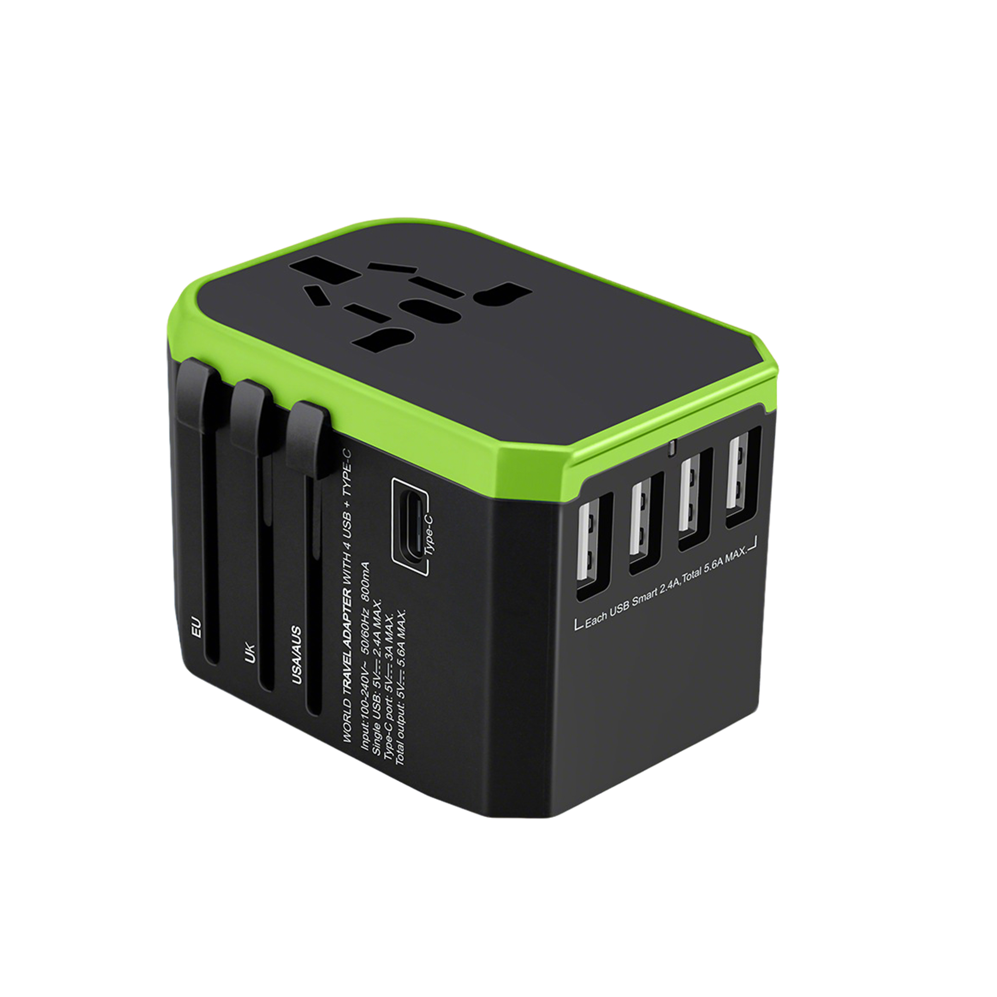All In One Global Travel Adapter With USB C 2" x 2.1" x 2.9" 1