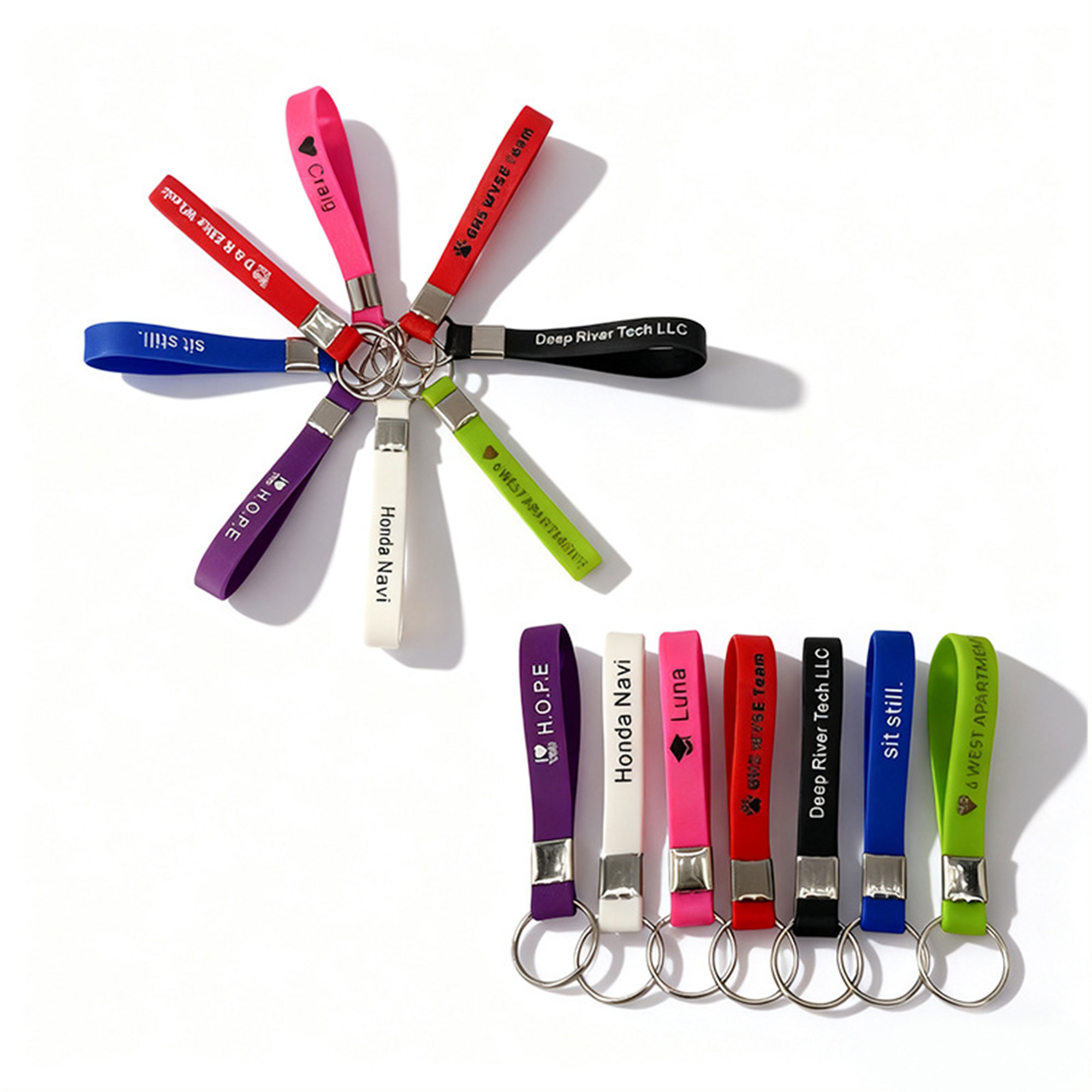 Engraved Silicone Wristband Keychain Night Glow 2
