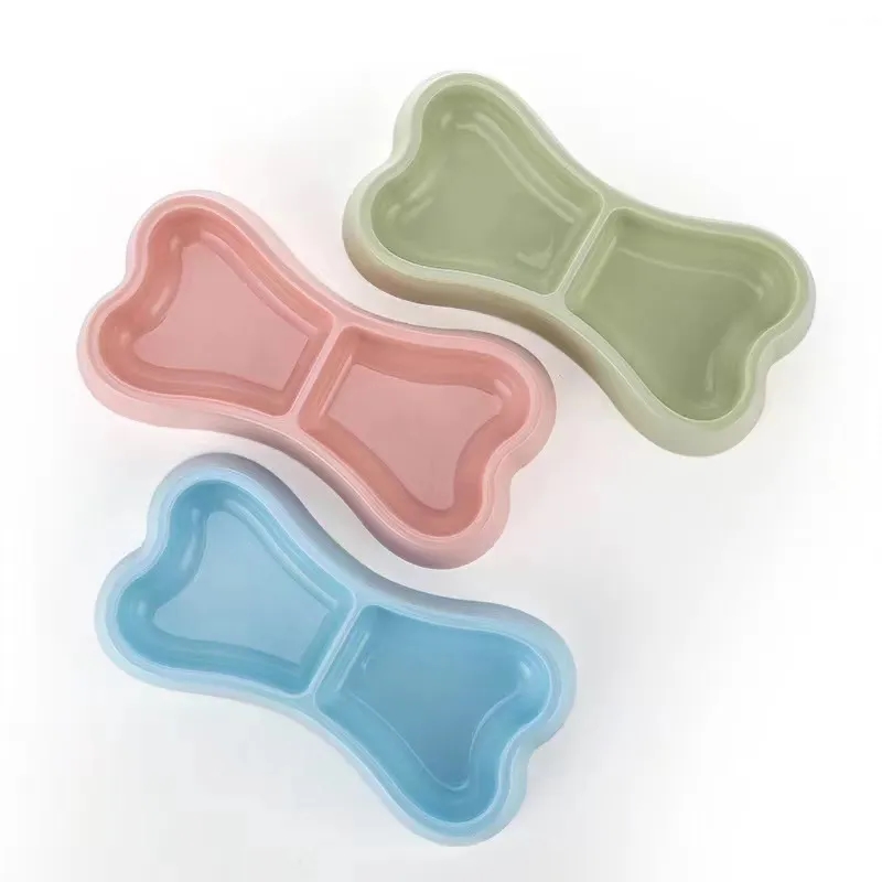 Macaron-colored Bone-shaped Pet Bowl 5