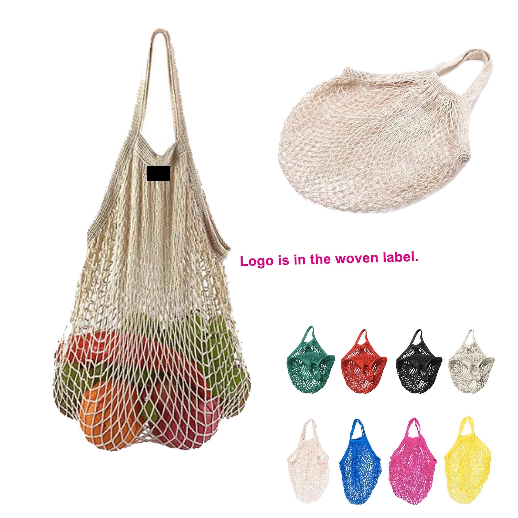 Cotton Net Grocery Bag, custom tote bag with logo imprint 2