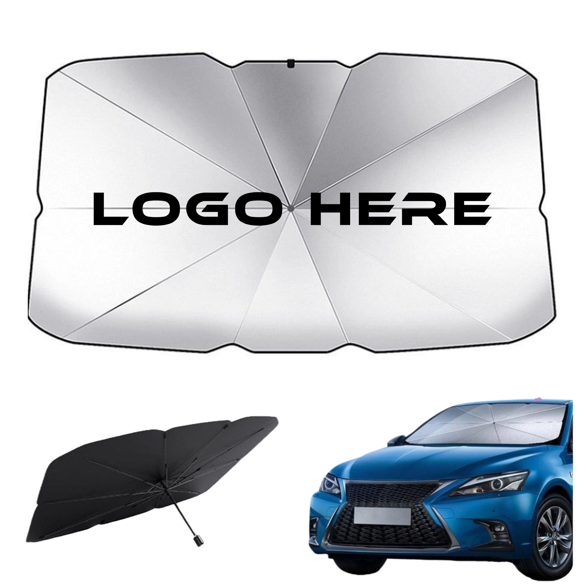 55" Foldable Car Windshield Umbrella Style Sun Shade 1