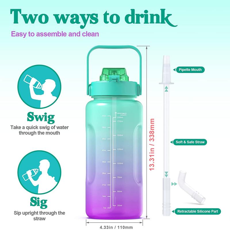 64oz Motivational Water Bottle BPA Free Water Jug with Handle 2