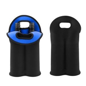 Neoprene Dual Color 2 Bottle Wine Bag With Cutout Handles 38