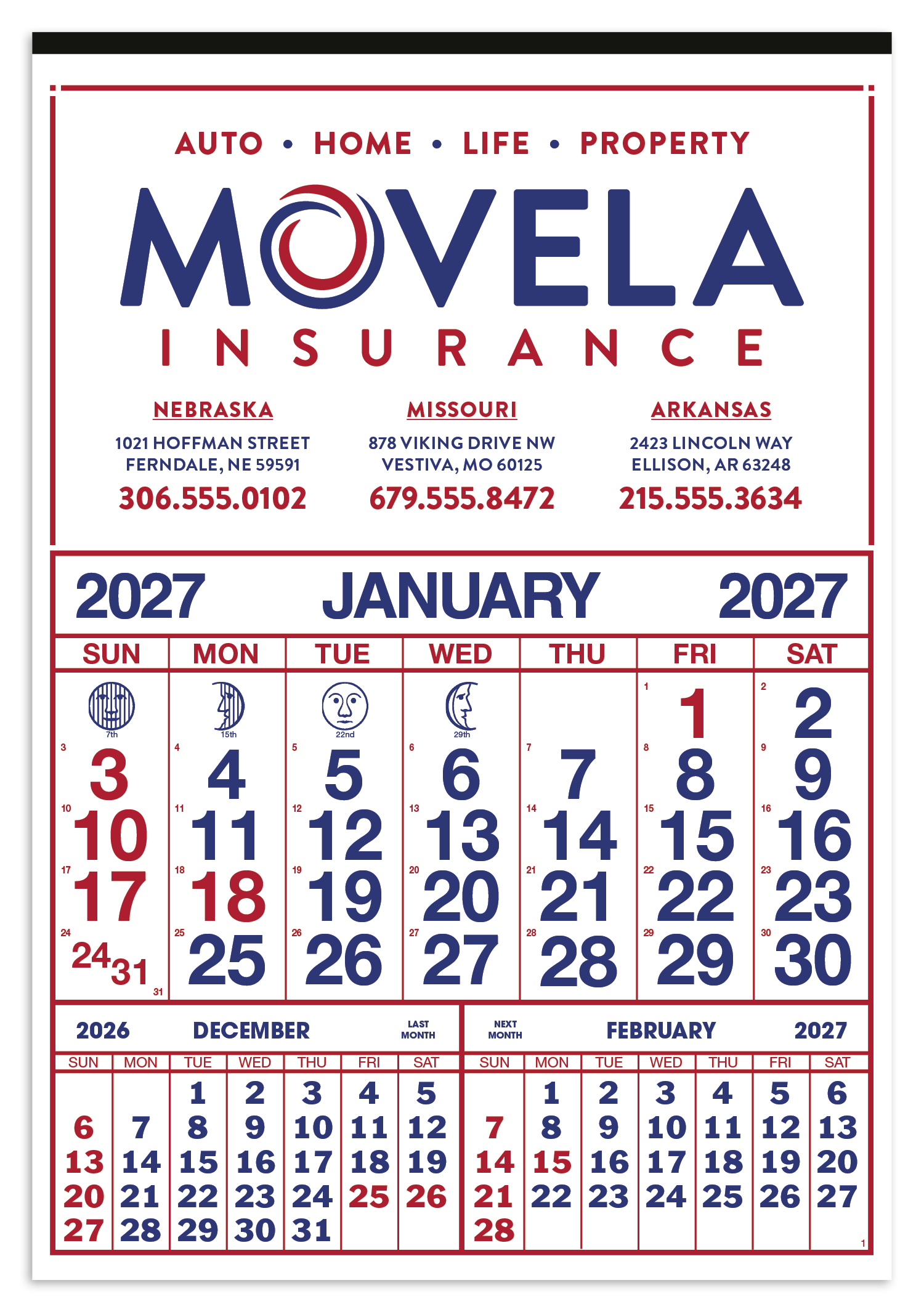 Skinner & Kennedy® Commercial 12-Sheet Calendar 14