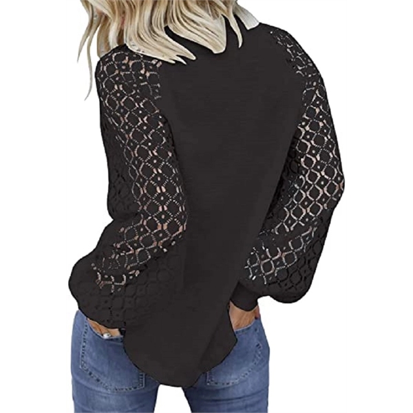 Women's Long Sleeve Tops Lace Casual Loose Blouses T Shirts 10