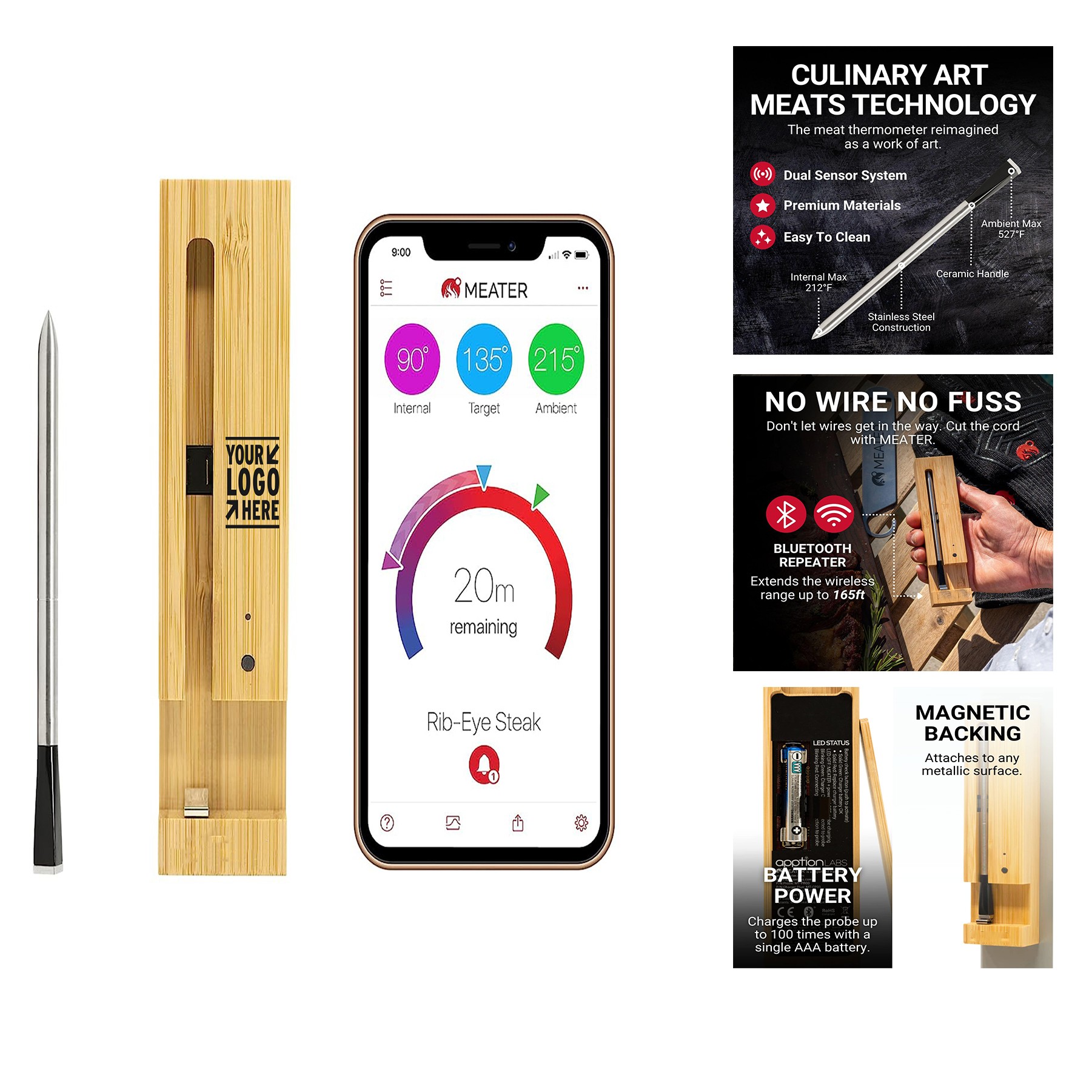 165ft Wireless Range Wireless Smart Meat Thermometer 2