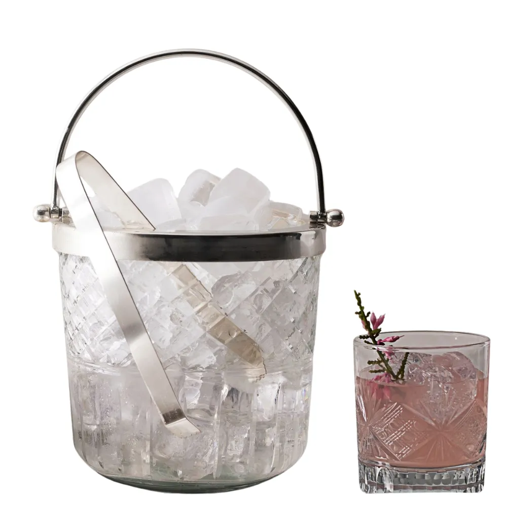 2.9L Glass Ice Bucket with Tongs 2