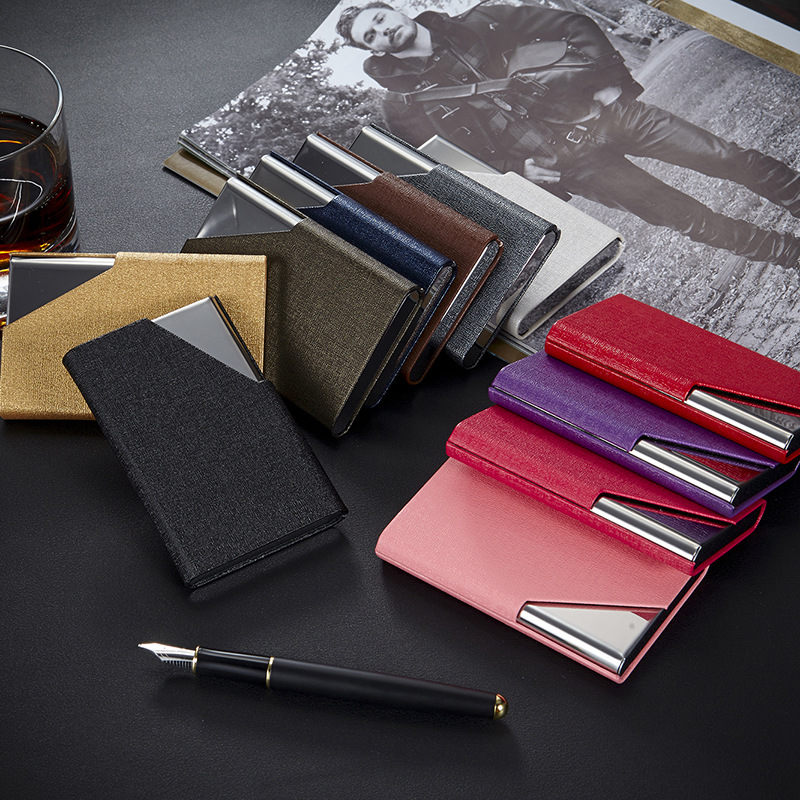 Metal PU Leather Business Card Holder 3