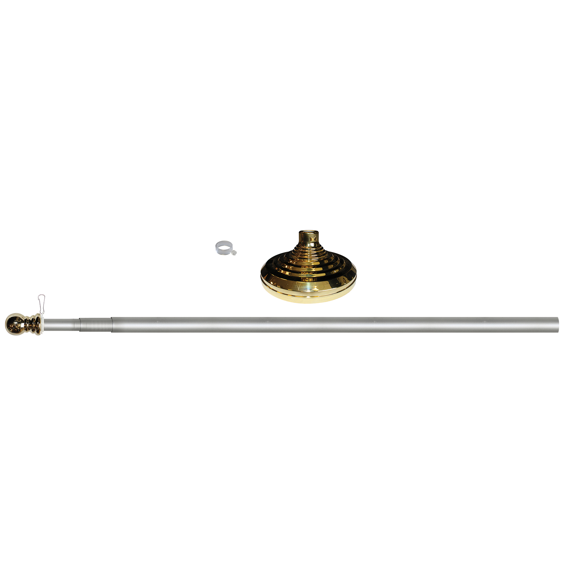 Indoor & Parade Telescopic Silver Pole And Base Kit - 8ft 5