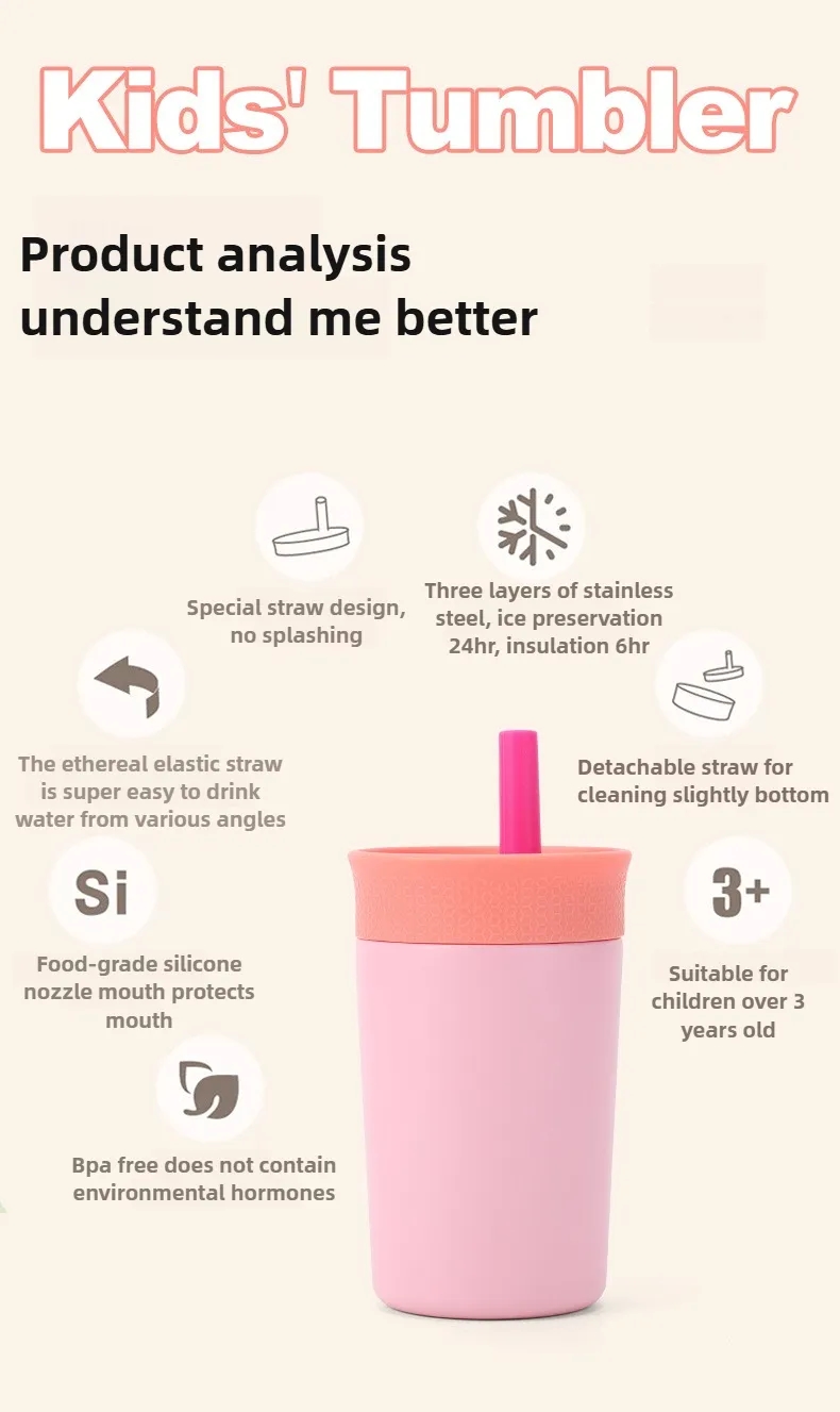 12 oz Stainless Steel Kids Tumbler with Straw 9